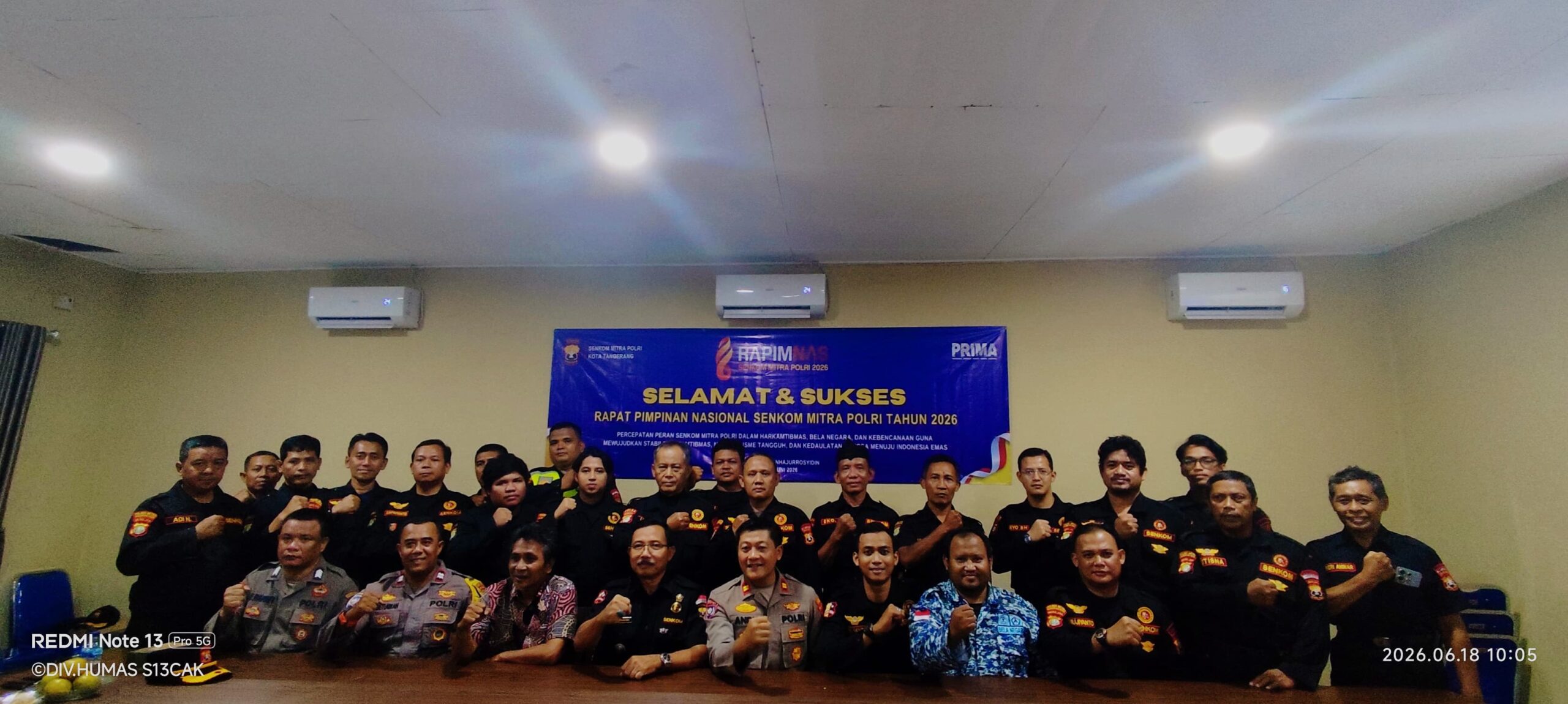RAPIMNAS 2026 Senkom Mitra Polri di Polres Metro Tangerang Kota dihadiri jajaran Polri dan 35 anggota Senkom bahas kamtibmas dan lawan hoaks