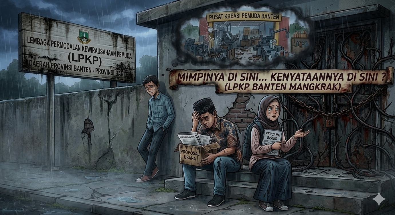 Ilustrasi pemuda Banten kecewa karena Lembaga Permodalan Kewirausahaan Pemuda LPKP Banten mangkrak dan sulit diakses