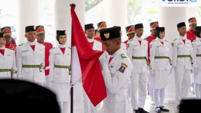 Bupati Serang Ratu Rachmatuzakiyah mengukuhkan 55 anggota Paskibraka Kabupaten Serang tahun 2026 di Pendopo Bupati