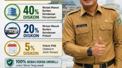 Pemprov Banten melalui Bapenda Kembali Berikan Diskon Pajak Kendaraan Bermotor Hingga 40 %, Khusus Untuk Masyarakat Banten