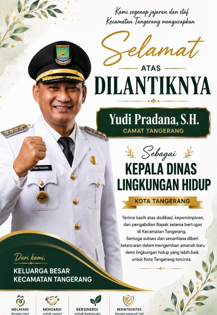 Yudi Pradana, S.H. saat dilantik sebagai Kepala Dinas Lingkungan Hidup Kota Tangerang